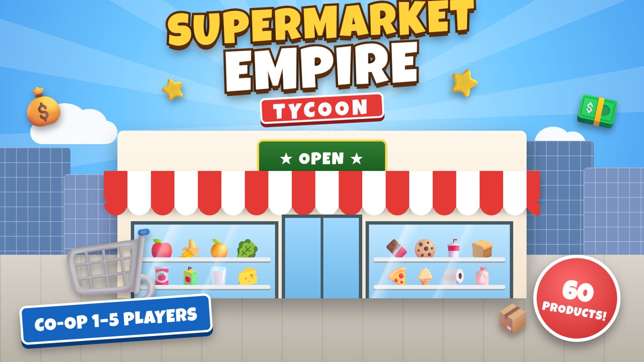Portada de Supermarket Empire: la fachada de un supermercado colorido